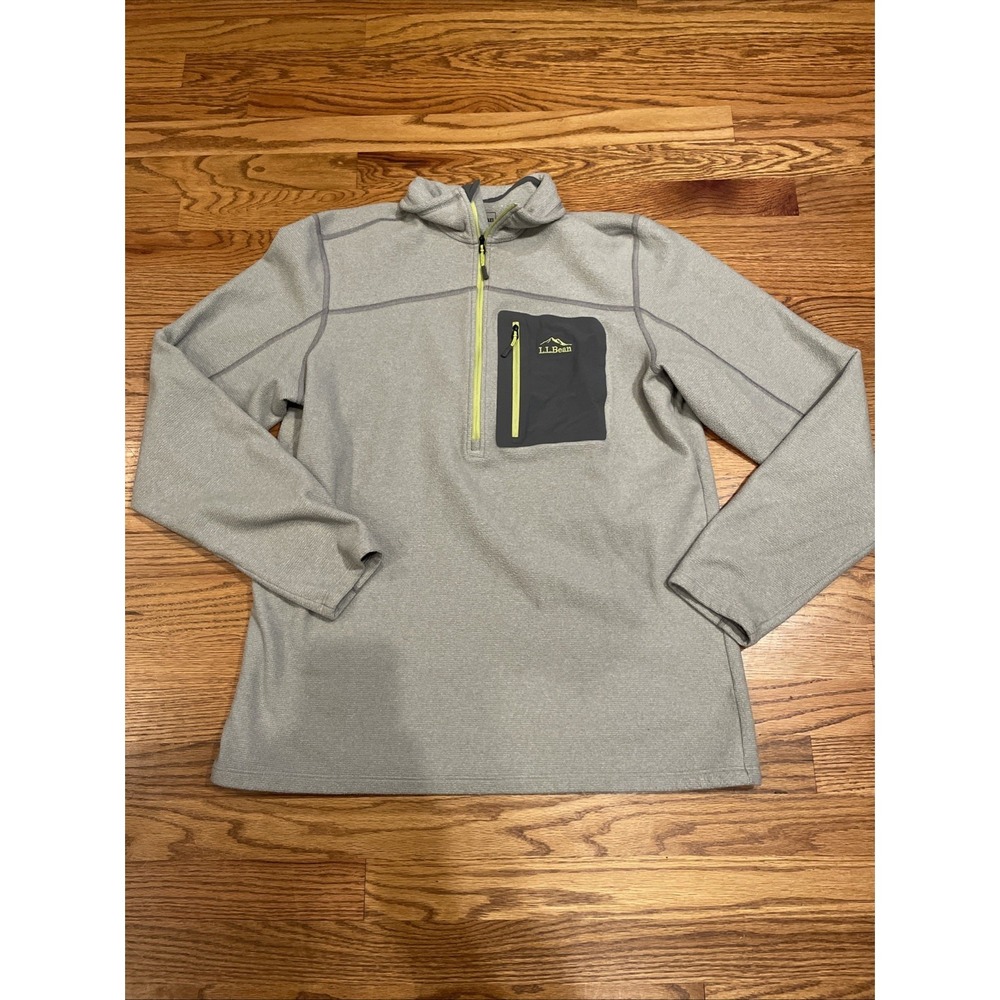 LL Bean Mens Half Zip Slightly Fitted Fleece Sweater Hiking‎ Light Large Tall